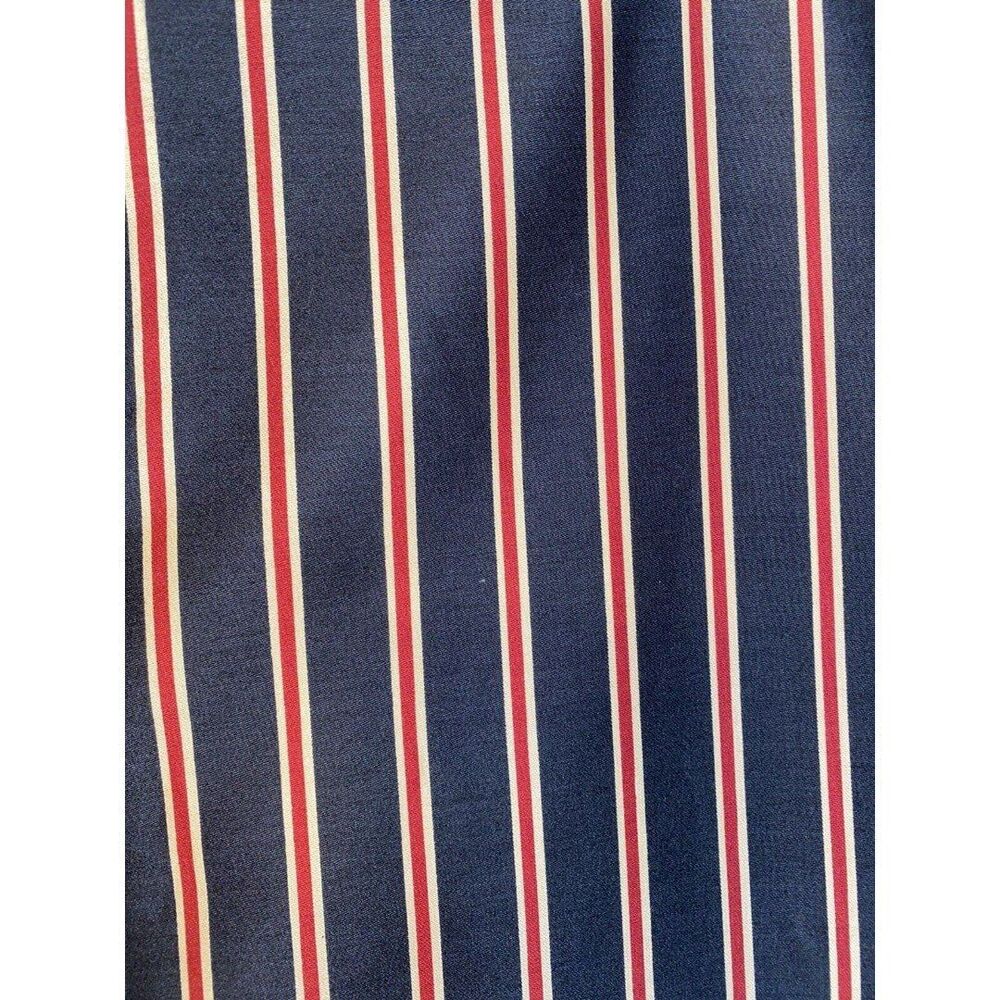 Royal Sateen by Kitan Curtain Panels 40x84 Black with Burgundy and Tan Stripes